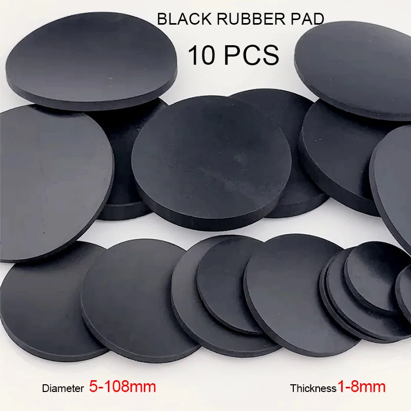 10Pcs Solid Round Rubber Sheet Thick 1/1.5/2/3/4/5/6/7/8mm Seal Gaskets Pad Dia 5/6/8/10/12/15/18/20/22/25/28/30/32/35/38~108mm