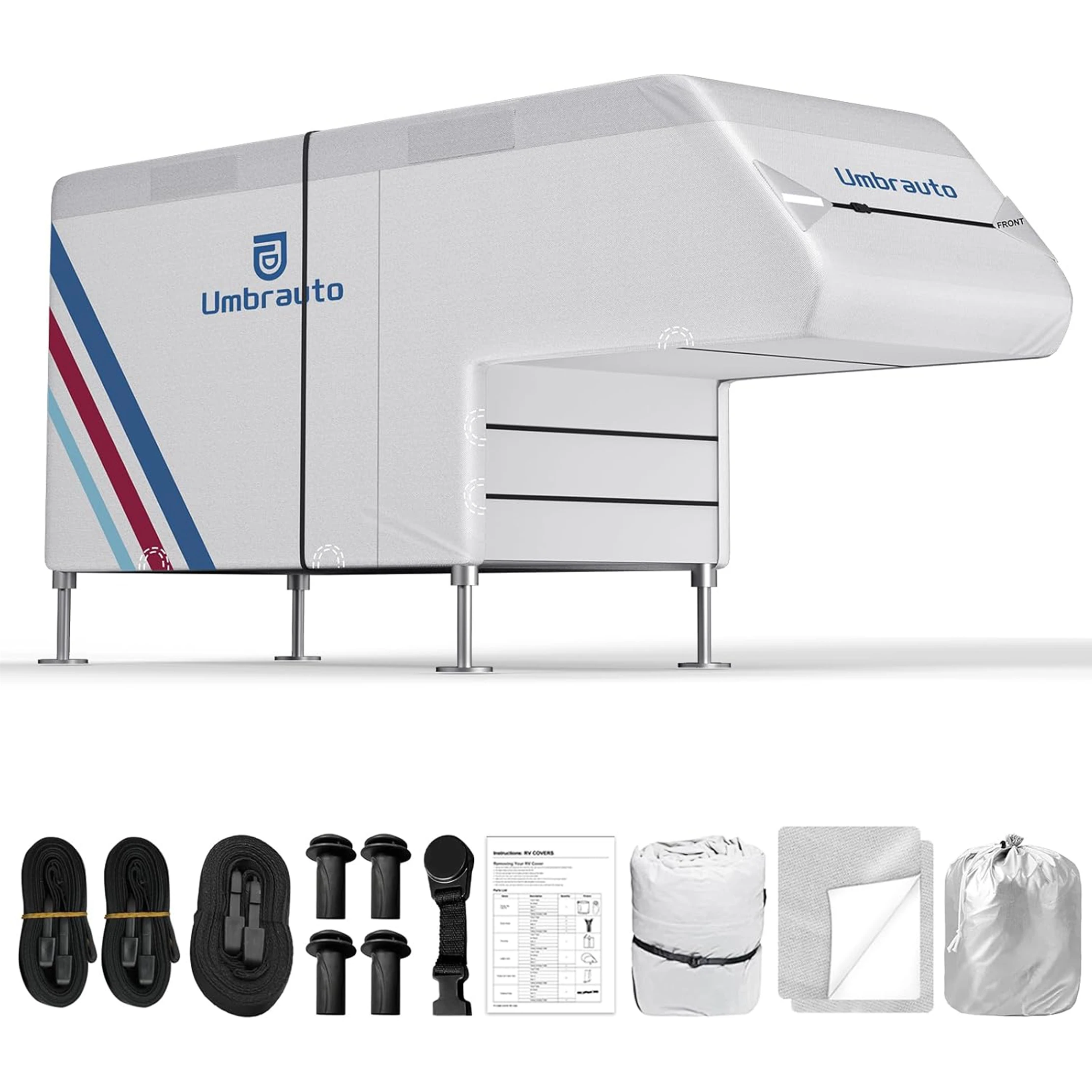 

Чехол для кемпера из ткани Оксфорд с серебряным покрытием, водонепроницаемый, для выдвижных автодомов, с ветрозащитными ремнями и полным комплектом аксессуаров