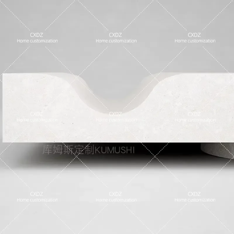 Natural Travertine Special Shaped Coffee Table Modern Living Room Center Table Unique Stone Furniture