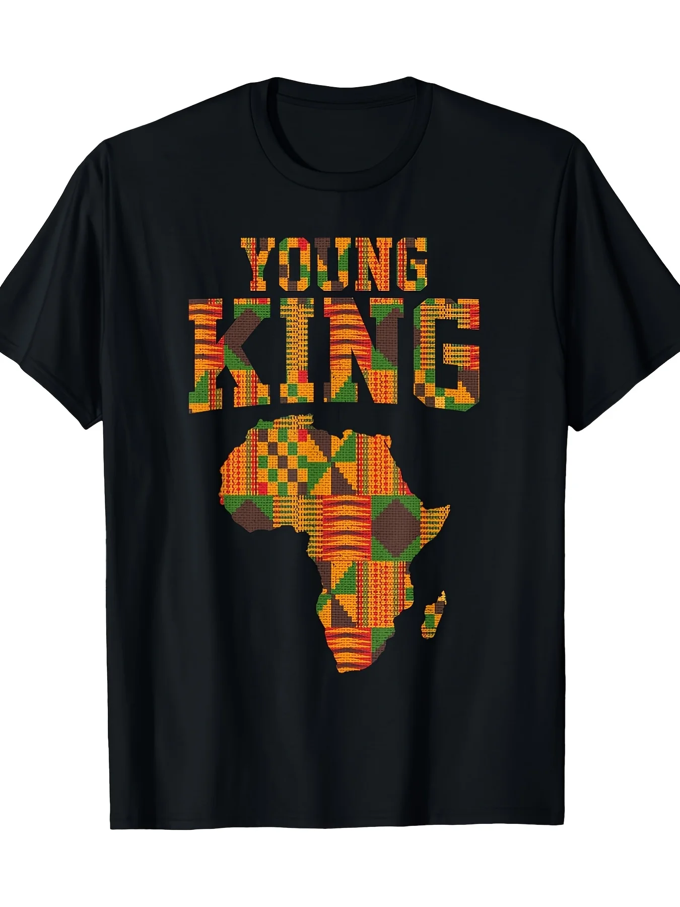 Men's T-shirt 100g African King Art Boy and Baby Kent fabric African print T-shirt