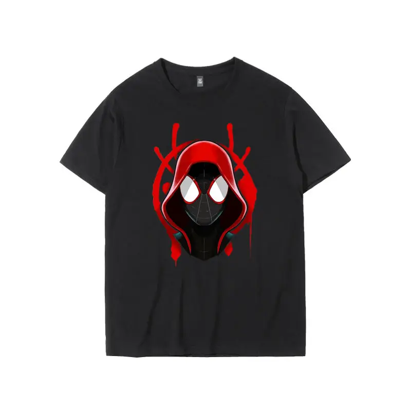 

Spider Man Miles Morales Into Spider Verse Cotton T Shirt Men Marvel Superhero Graphic Print Short Sleeve Tees Casual