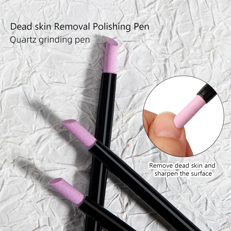 5 قطعة مسمار الفن الكوارتز القلم بشرة الأظافر الرملي عازلة ملف الأظافر القلم إهاب حجر انتهازي UV هلام البولندية مانيكير الرعاية فرك الملفات #4