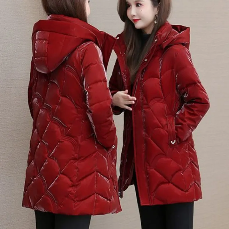 2023 neue Frauen Daunen Baumwoll mantel Winter jacke weibliche mittellange Version Parkas dicke warme vielseitige Outwear Kapuzen mantel