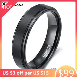 Kolmnsta Black Titanium Ring For Men Wedding Engagement Jewelry Band 4/6/8/10 mm Cool Dark Classic Unisex Ring Female Size 4-15