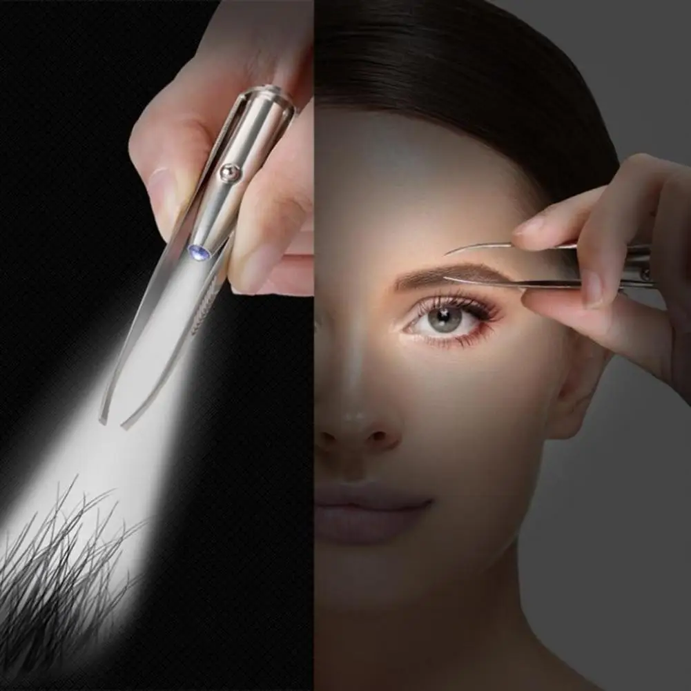 Pinzette per sopracciglia Clip per sopracciglia professionale in acciaio inossidabile con luce a LED per le donne Pinzette per sopracciglia Morsetto per depilazione Trucco