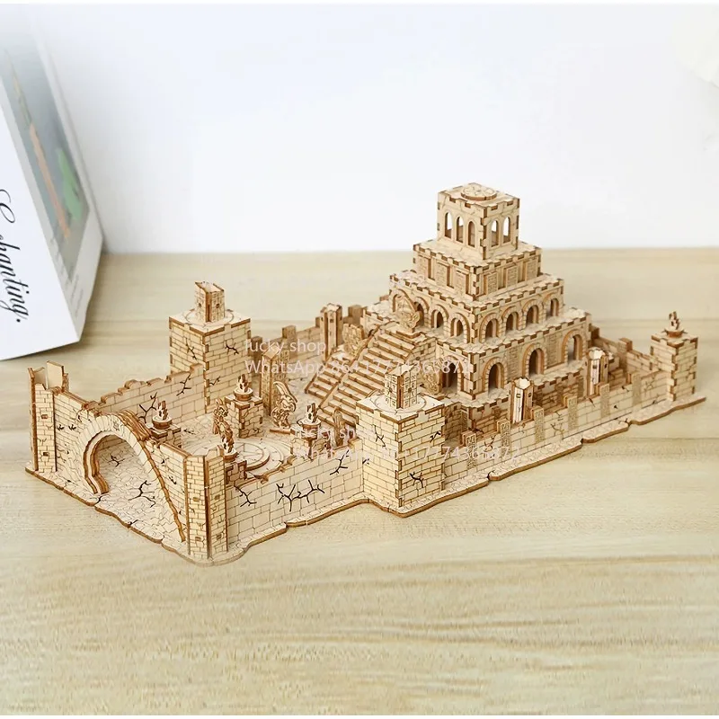 Classic Wooden Ancient Relic Model Kids Learning Craft Desktop Ornament Birthday Gift Idea
