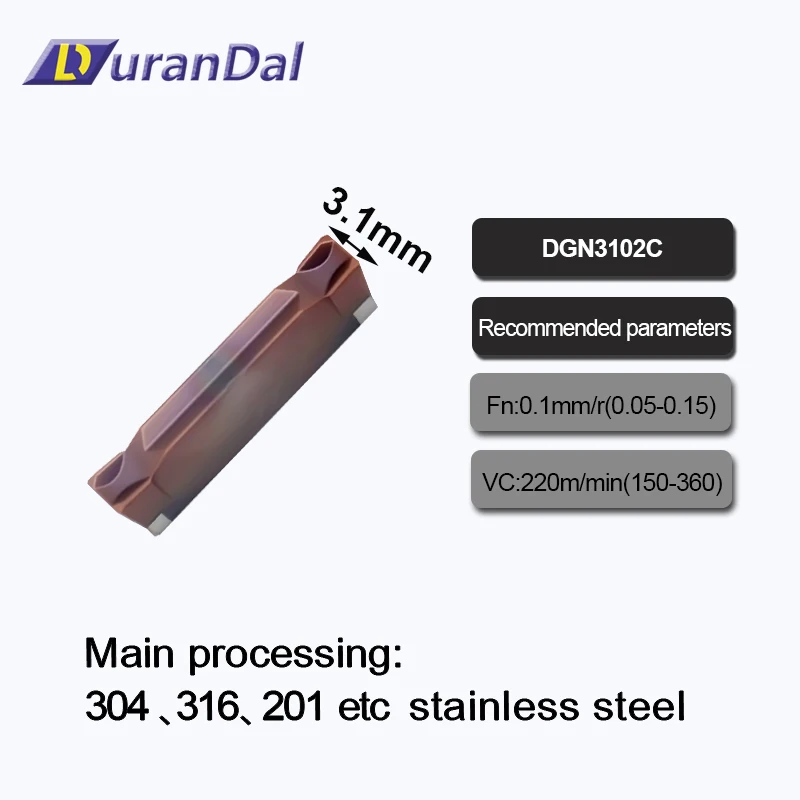 Original Dgn3102c Inserção de Carboneto de Ranhura Ferramentas de Torno Cnc Dgn3102 mm Inserção de Ferramenta de Separação para Aço Inoxidável 100