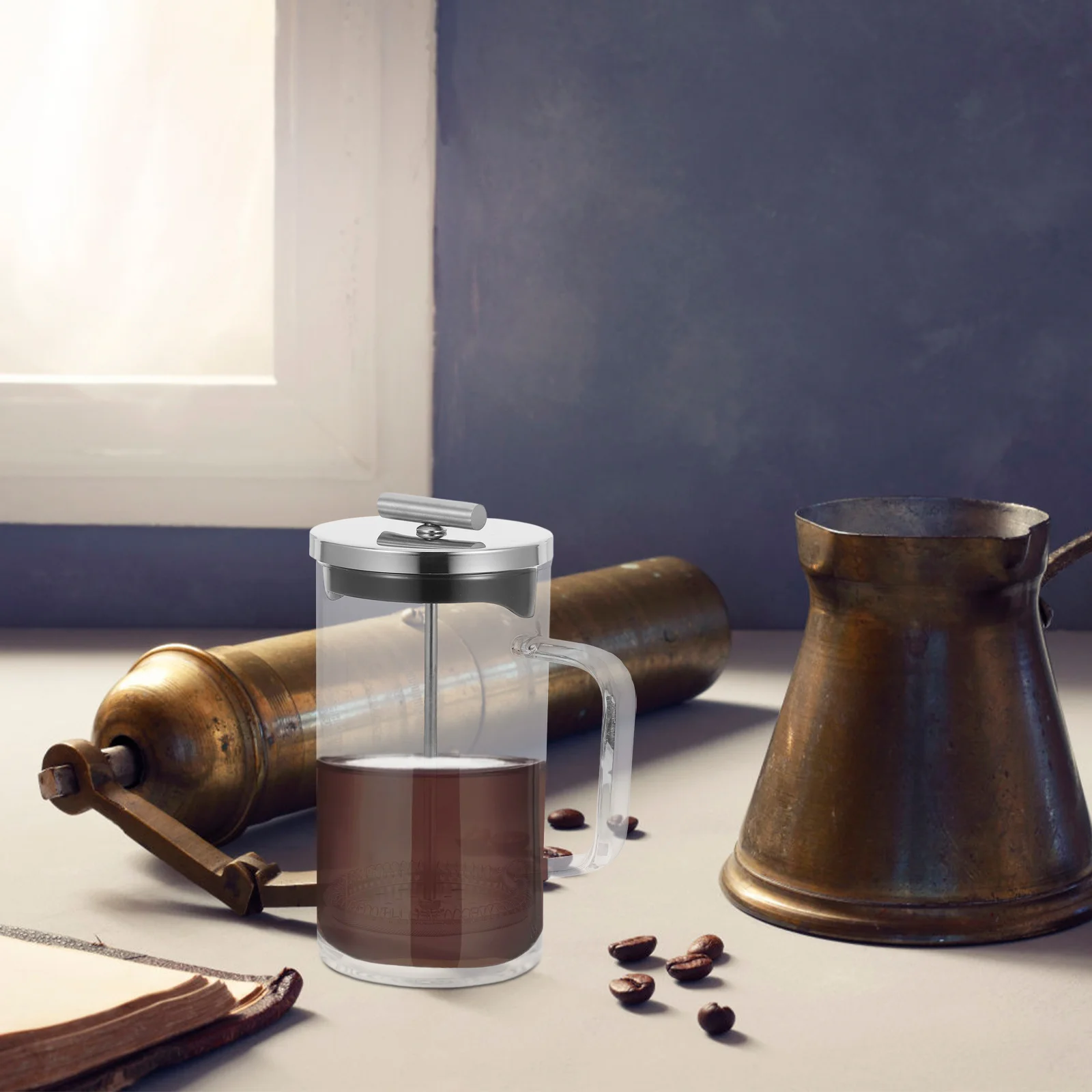 1 قطعة ماكينة ضغط القهوة المنزلية المميزة إبريق قهوة يدوي سعة كبيرة مرشح بقايا سهلة التنظيف وعاء قهوة شفاف للمنزل