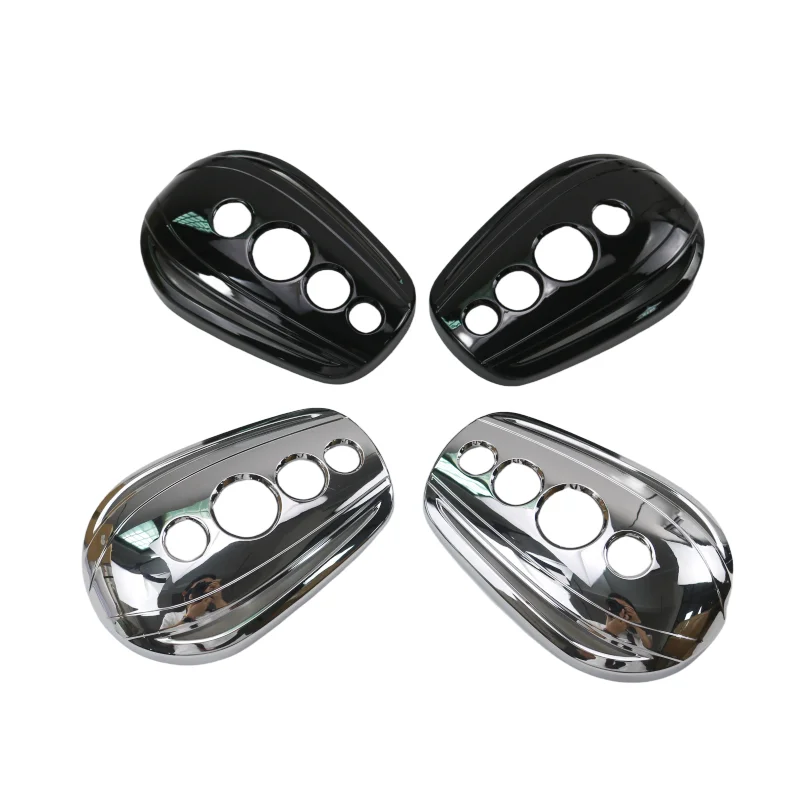 

Chrome & Black Motorcycle Mirror Covers Case for Harley Dyna Road King Electra Glide Sportster 883 1200