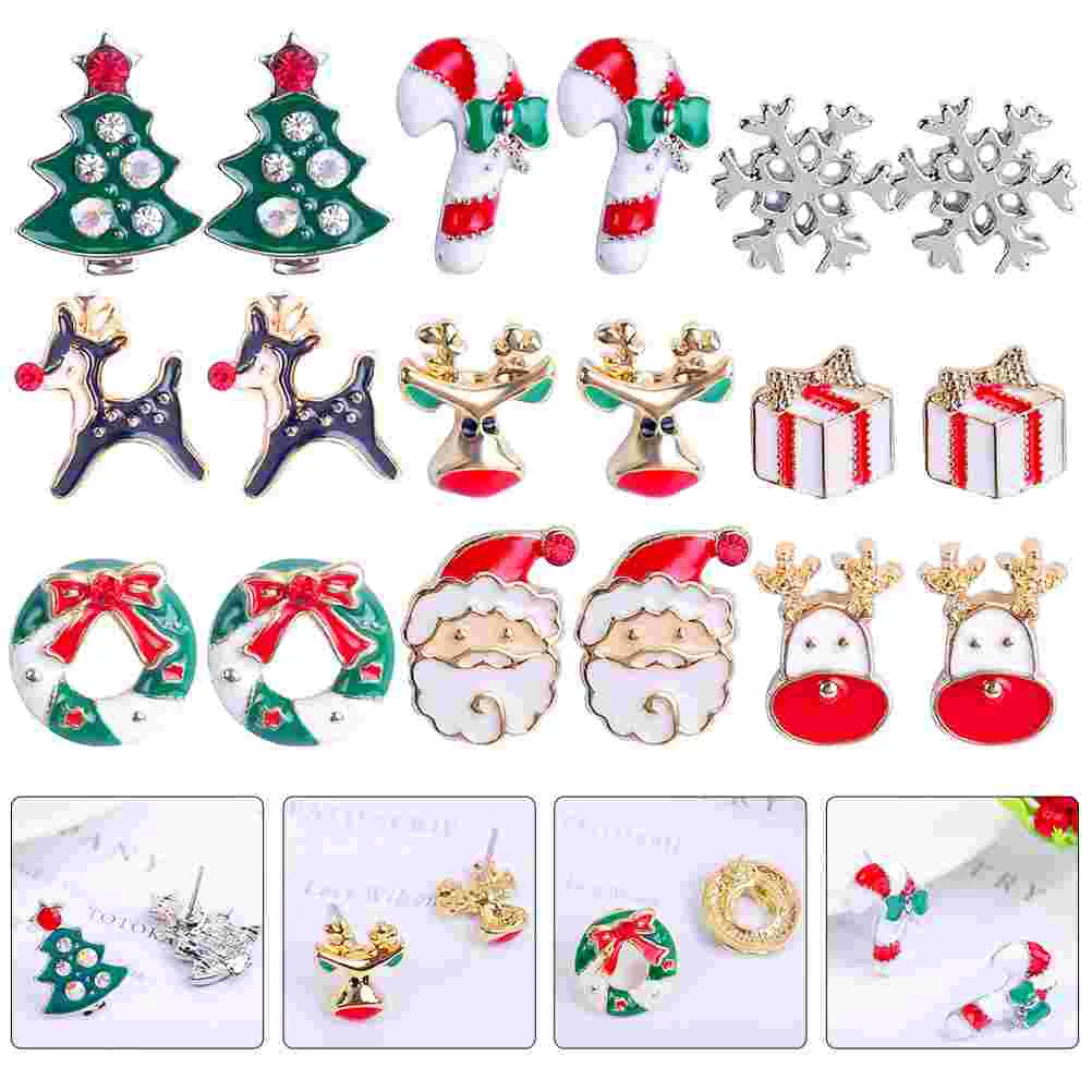 

9 Pairs Christmas Costume Earring Earrings Creative Dangler Fashion Asymmetric Woman