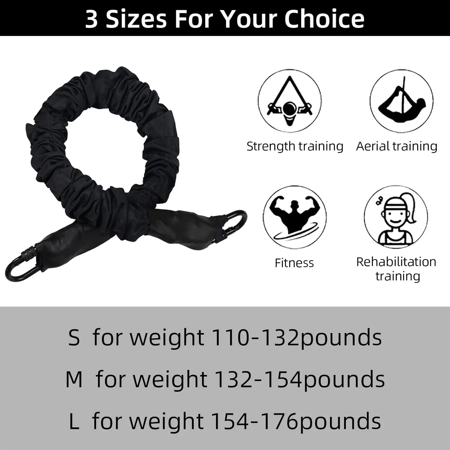 Heavy Duty Bungee Fitness Cord, Suspension Fitness Resistance Cord for in the Home Gym Include ONLY 1* Extra Bungee Cord