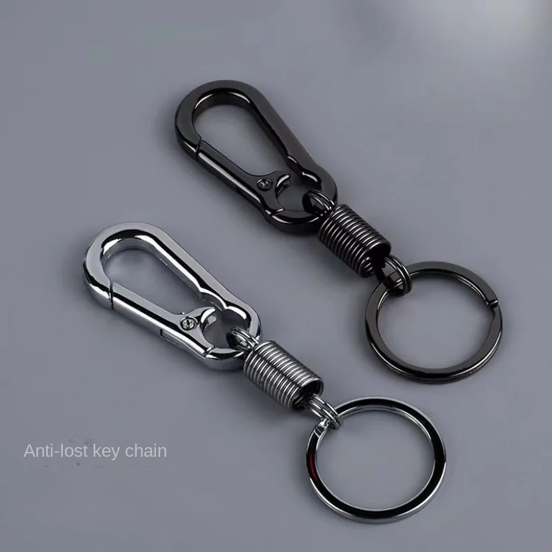 Spring Keychain Climbing Hook Car Keychain Simple Strong Carabiner Shape Keychain Accessories Metal Vintage Keychain image 2