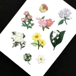 5PCS/Hydrangea,Sunflower,Rose Tiny Applique Patch Thermocollant,Floral Fabric Embroidery Iron On Patches Clothes Stickers