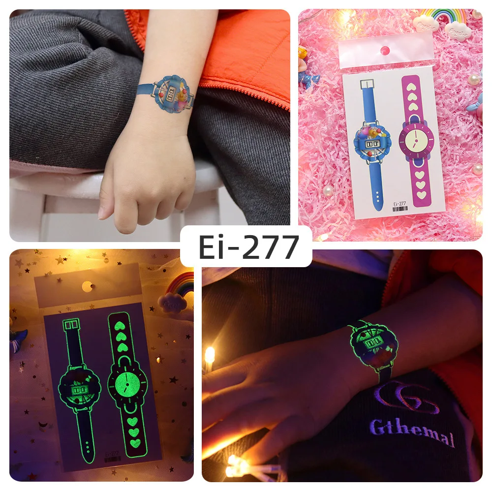 

6PCS Waterproof Glow In The Dark Watch Tattoo Stickers For Boys And Girls Watch Luminous Tattoo Stickers