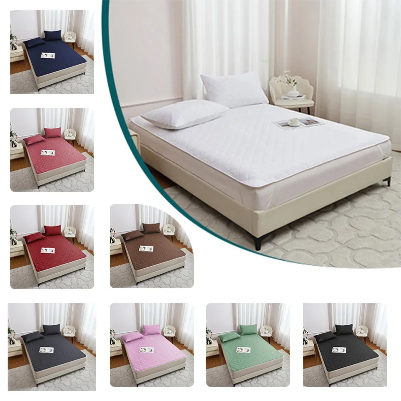 

Сплошной цвет, водонепроницаемая стеганая простыня, утолщенная дышащая нескользящая пылезащитная защита для матраса, двойная/полная/королевская/королевская кровать