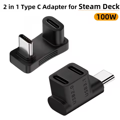 2 in 1 Type C Adapter U-shaped 100W Male to Female Extension Connector for Steam Deck OTG USB C Charging Converter for Game