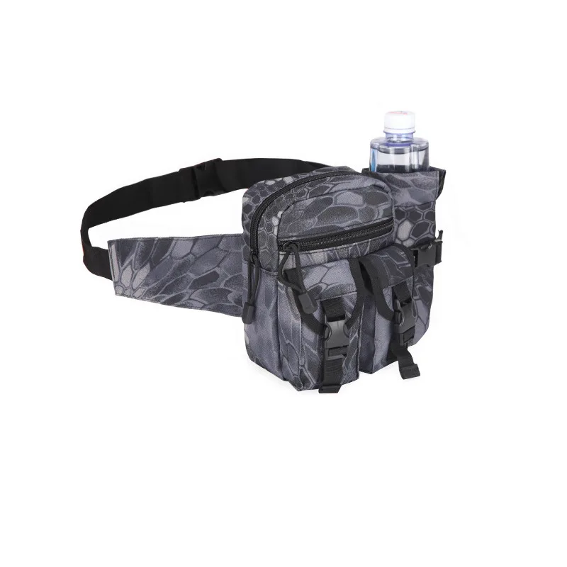Premium Waist Bag Set: Black Utility Belt/Sweat-Resistant Lining, Double Zipper Pockets Compression Sleeve Holds Bottle & Phones