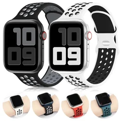 Correa deportiva para Apple Watch, bandas de 44mm, 45mm, Ultra 2, 49mm, 40mm, 41mm, 42mm, 45mm, pulsera de silicona para IWatch Series 9, 8, SE, 7, 3