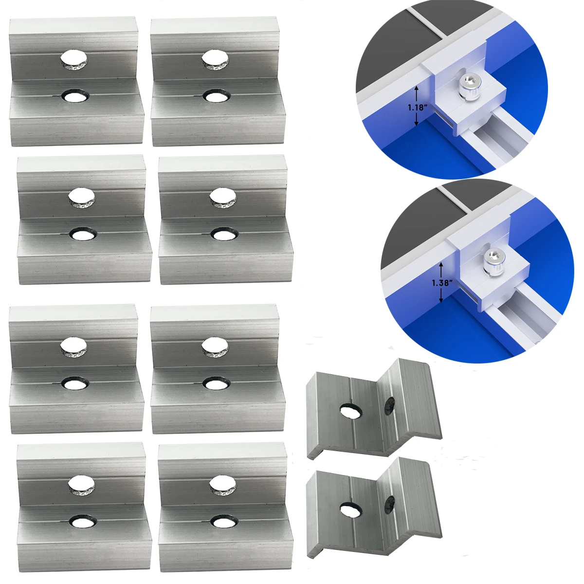 50/30/10Pcs Solar Panel Mount Accessories PV End Clamp Aluminum Alloy Solar-Panel Racking Mounts Accessories PV End Clamp