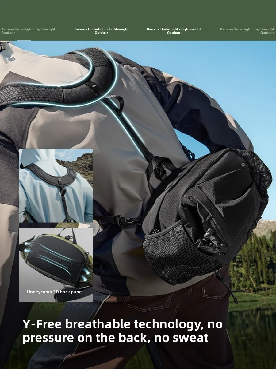 

Unisex Lightweight Hiking Cycling Backpack Outdoor Travel Bag Square Shape Water Bottle Holder Arc Shoulder Strap Backpack