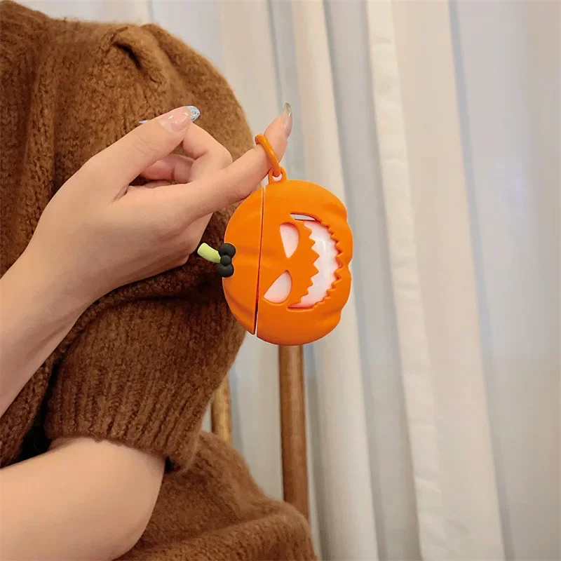 Custodia zucca di Halloween per AirPods 4 Airpod 1 2 3 Pro Pro2 Auricolari Bluetooth Scatola di ricarica Custodia protettiva per auricolari
