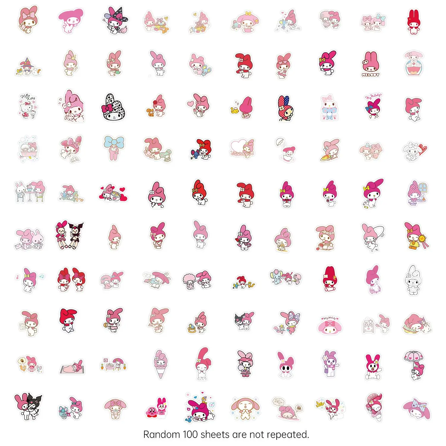 10/50/100PCS Kawaii Pink My Melody Cartoon Stickers Waterproof DIY Luggage Laptop Phone Cute Anime Cute Sticker Kid Toy Gift