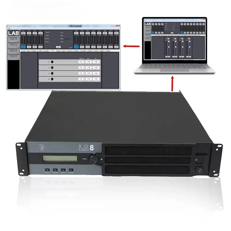 LA8 Professional Class 2000W 4-Channel Power Karaoke Stereo Amplifier TD Audio Stage DSP Module Receiver & Amplifiers