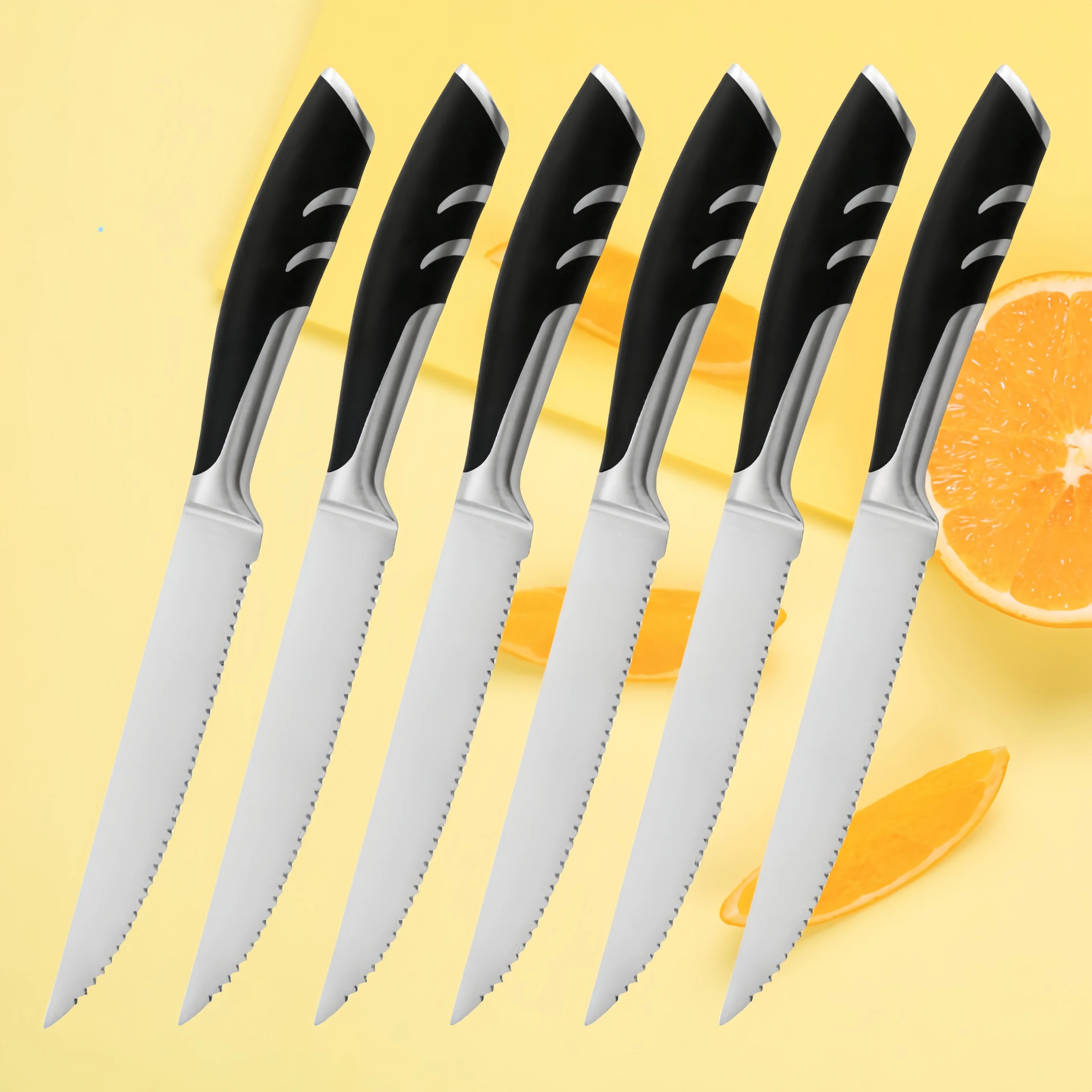 Juego de cuchillos para carne de acero inoxidable alemanes de alto carbono, cuchillo de mesa y tenedor de mesa, cuchillo de cena de mango completo forjado doble, 1/4/6/8