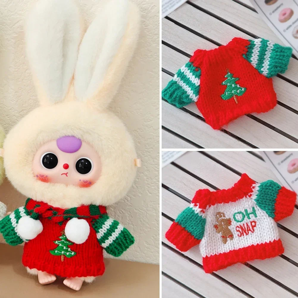 Mini roupas de boneca acessórios para coreia kpop exo labubu ídolo v1 v2 suéter de natal conjunto de chapéu roupas de inverno