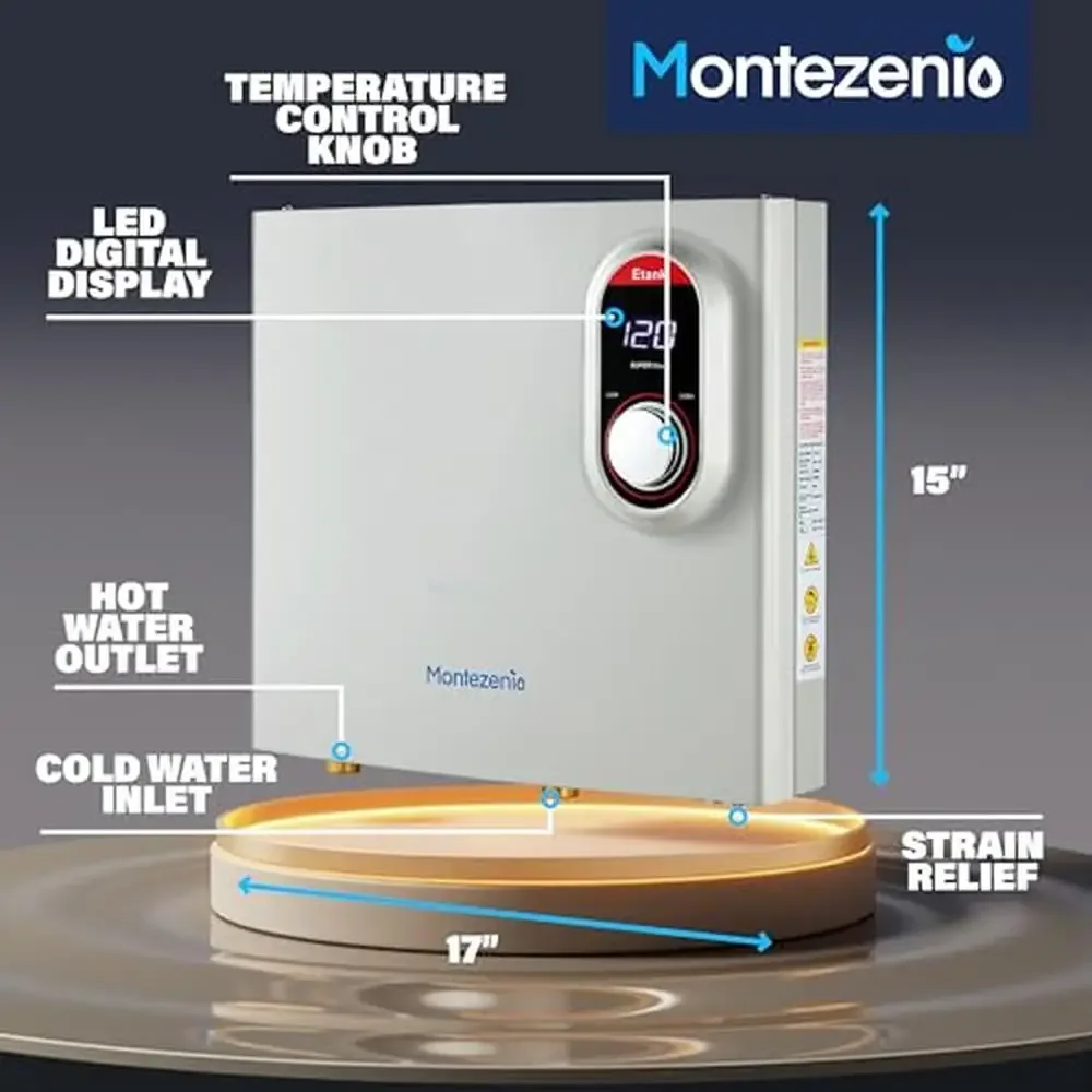 Tankless Electric Water Heater 27kW Instant Hot Water Demand Small Compact Design Intelligent Thermostat Energy Saving Endless image 5