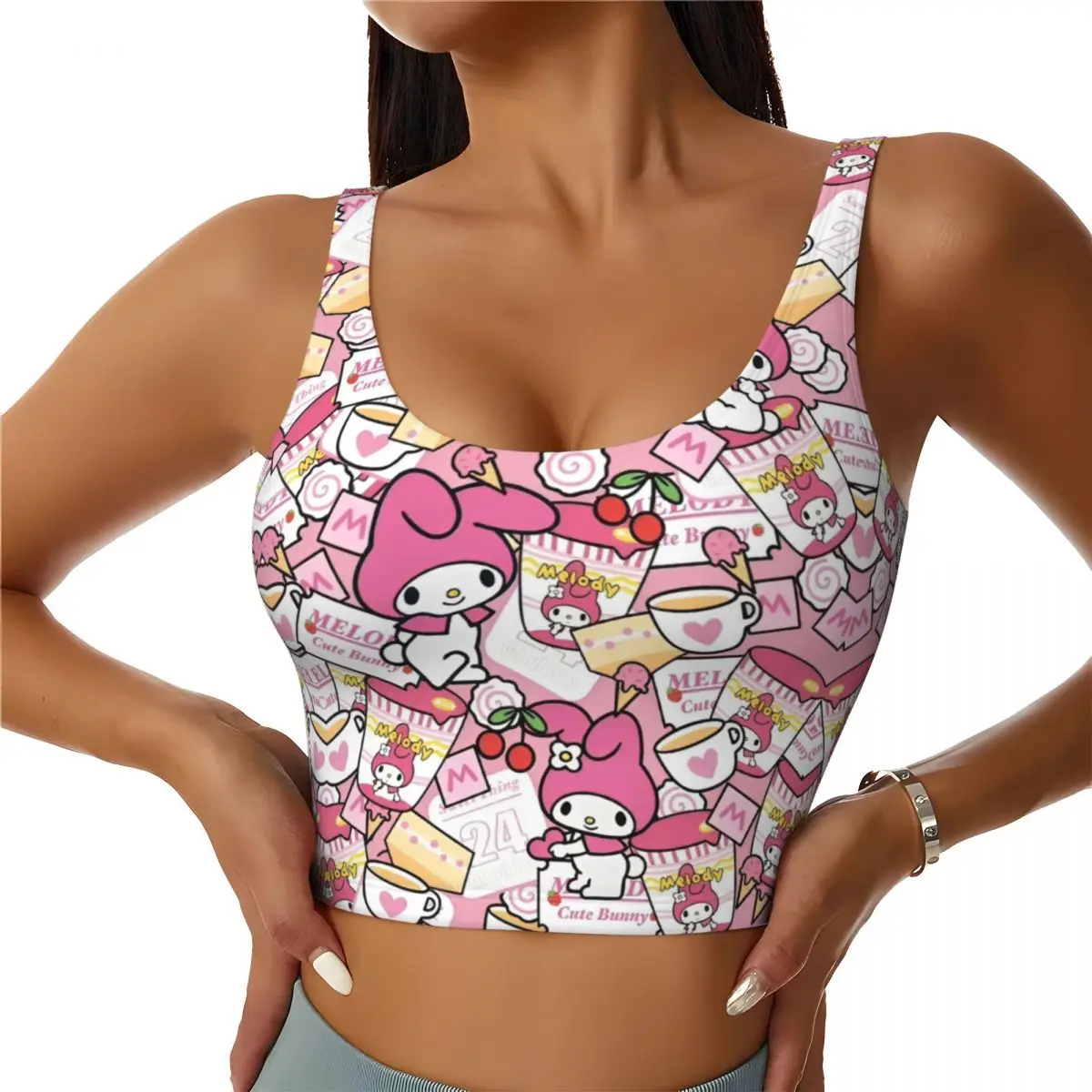 Sanrio Character High Impact Sports Bra for Women Exercise Bra Tank Tops Sport Bras Push up