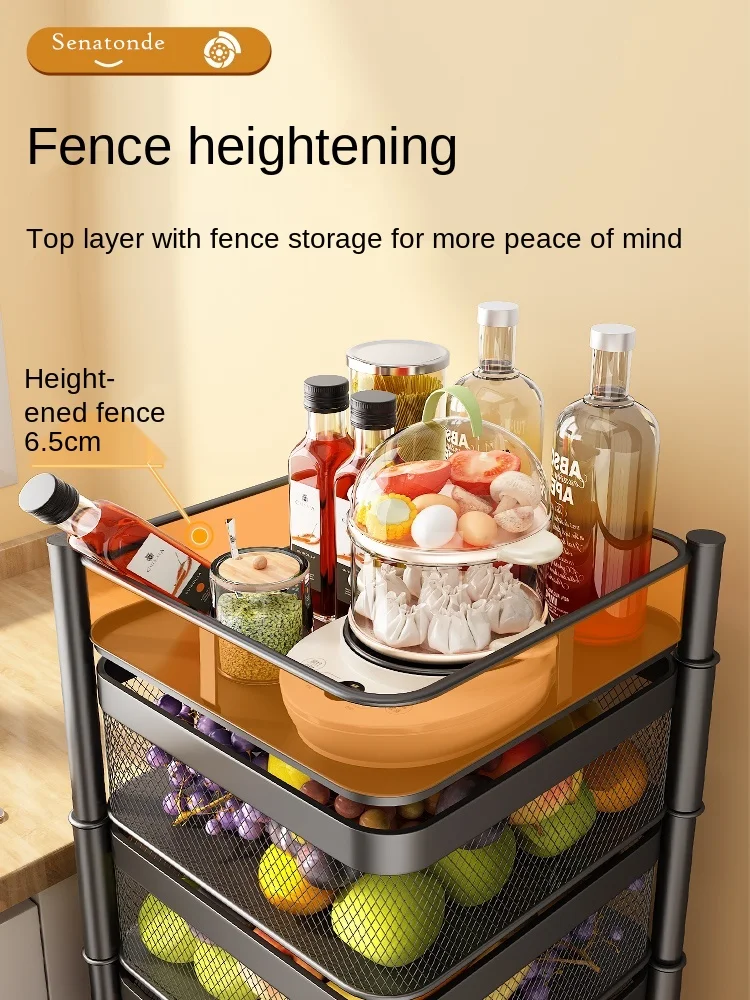 Multilayer Can Rotate Kitchen Fruits Vegetables Store Shelves Metal Multi-function Movable Cart Кухняn Accessories Organizer