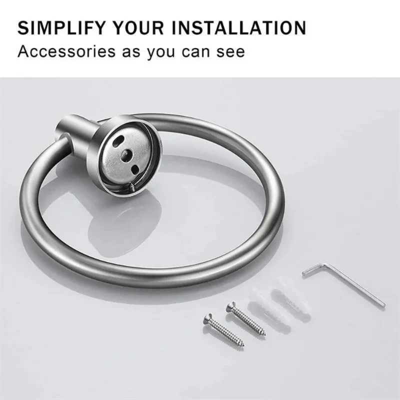 

Silver Towel Ring, Semicircular Stainless Steel Towel Ring, Towel Rack, Wall Mounted Towel Ring