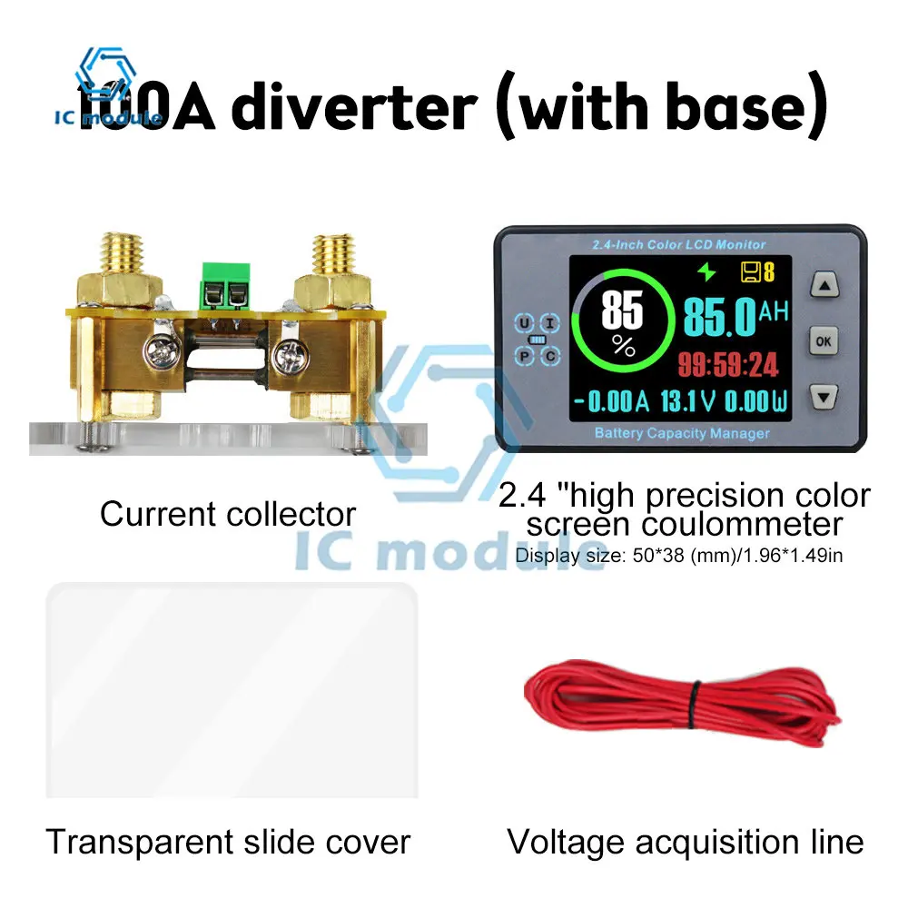 VA9810 Voltmeter Coulometer Battery Monitor with Measuring Volt Amp Power Capacity Timing for RV Boat 2.4-Inch Color LCD Monitor