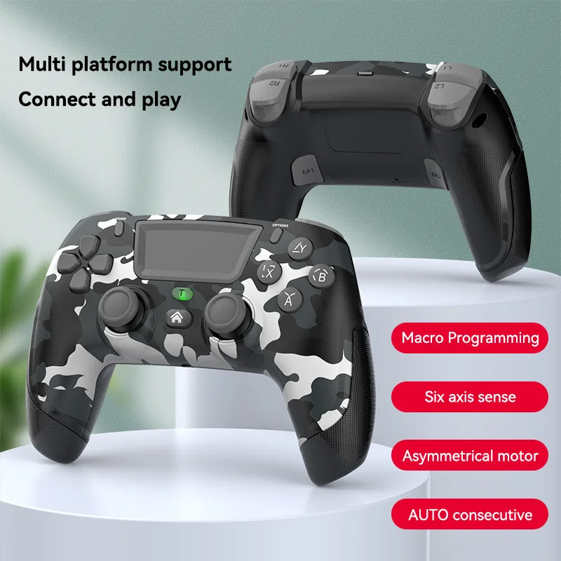 Wireless Game Controller for PS4 Slim/Pro Dual Vibration Gamepad Macro Back Key PC USB with Six Axis Gyroscope Joystick