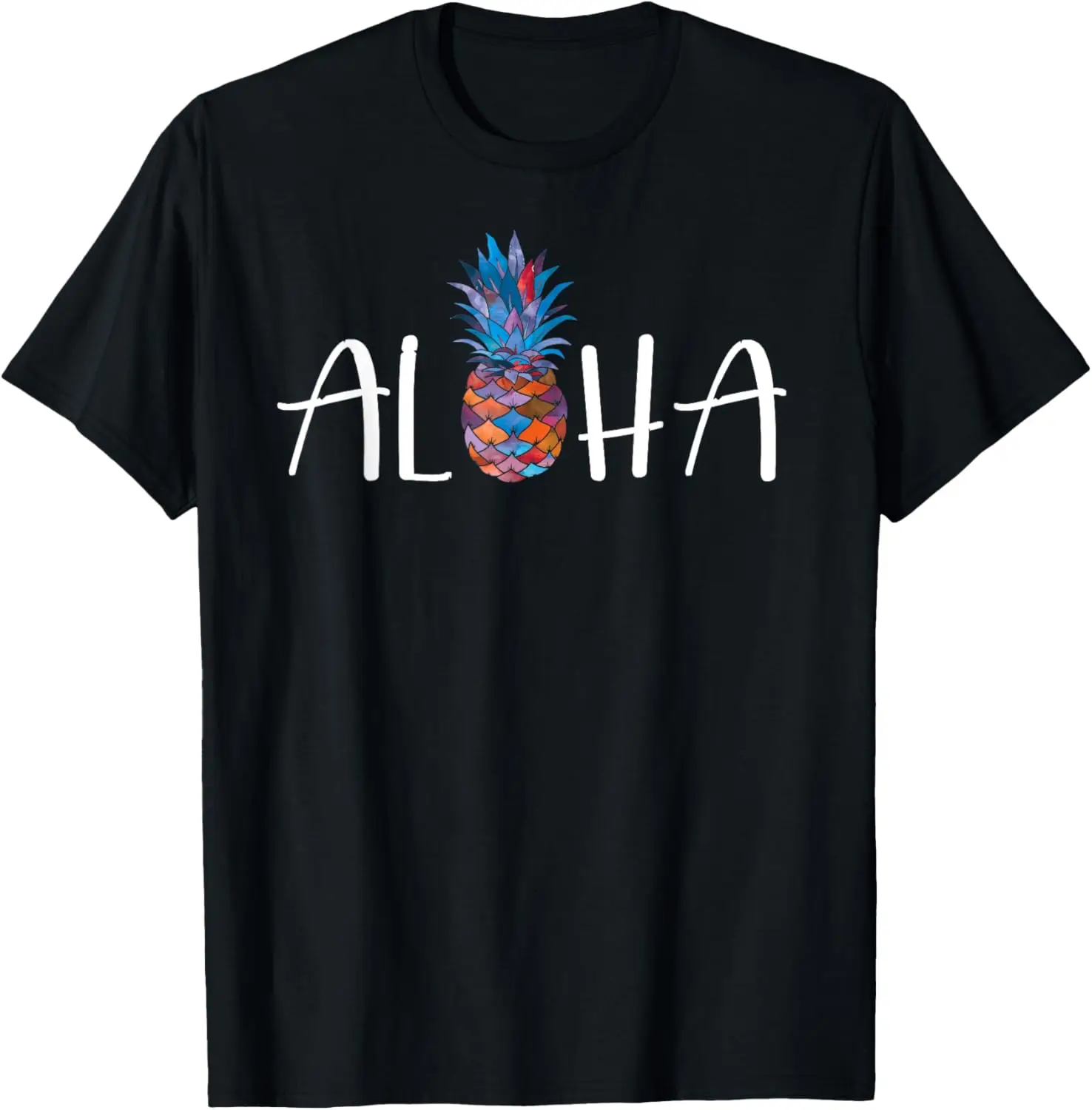 Aloha Hawaii Pineapple Watercolor Aqua Luau Party Hawaiian T-Shirt