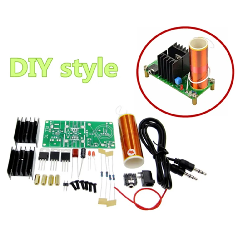 10set   DIY Mini Tesla Coil Kit 15W Mini Music Tesla Coil Plasma Speaker Tesla Wireless Transmission DC 15-24V new