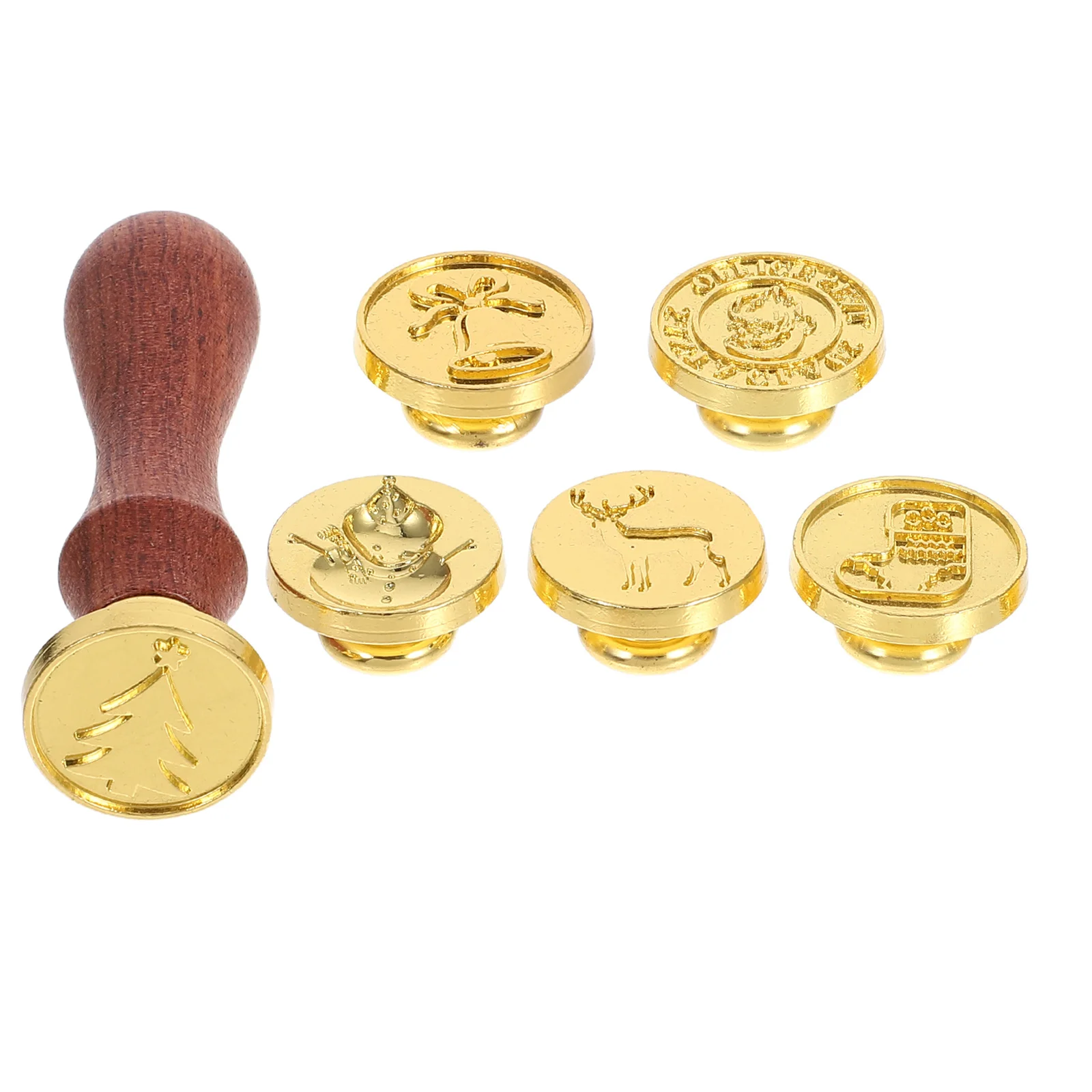 1Set Urlaub Wachs Dichtung Kit Legierung Köpfe Holzgriff Retro Siegel Wachs für Weihnachten Karten Einladungen DIY