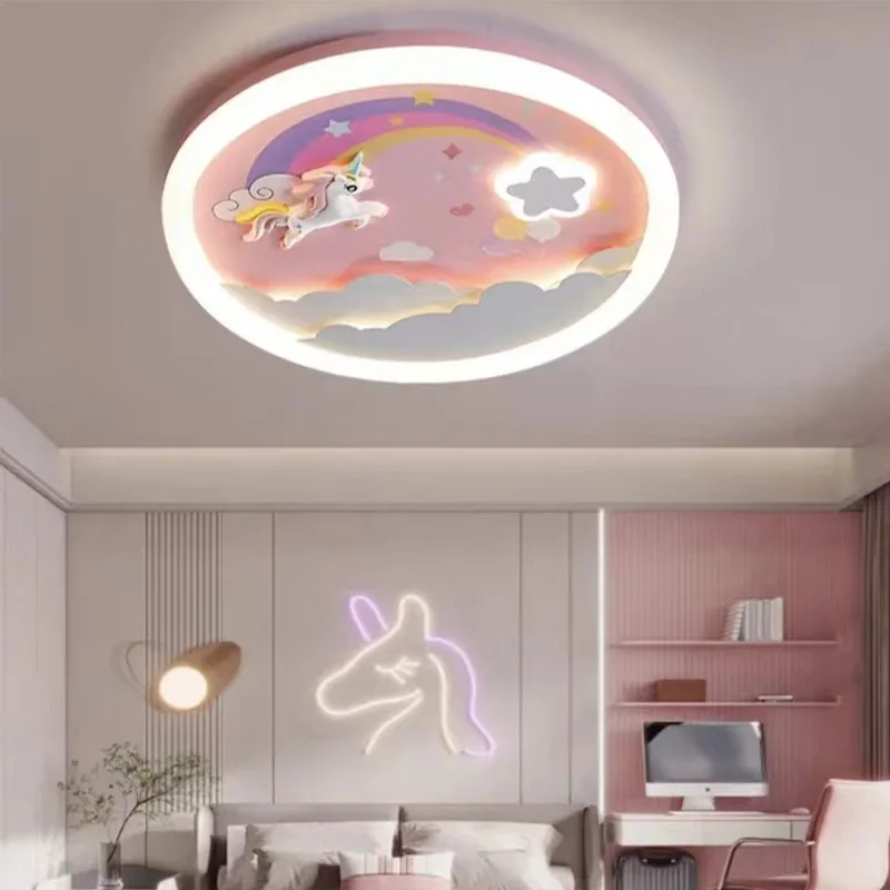 Modern Cute LED Ceiling Lamp For Kids Children's Room Bedroom Chandelier Light Interior Home Decoration Lustre Lighting Fixtures