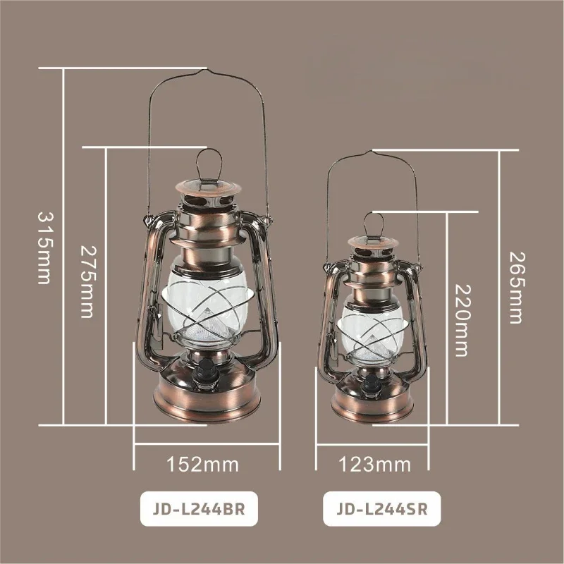 Retro Outdoor Camping Kerosene Lamp Portable Lantern Bronze Colored Oil Lamp Vintage Photo Props Outdoor Camping Lights