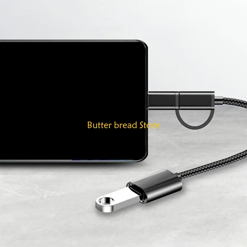 W89C Nylon OTG Adaptador Multifunción OTG Cable 5.9 pulgadas para conexión dispositivo suave