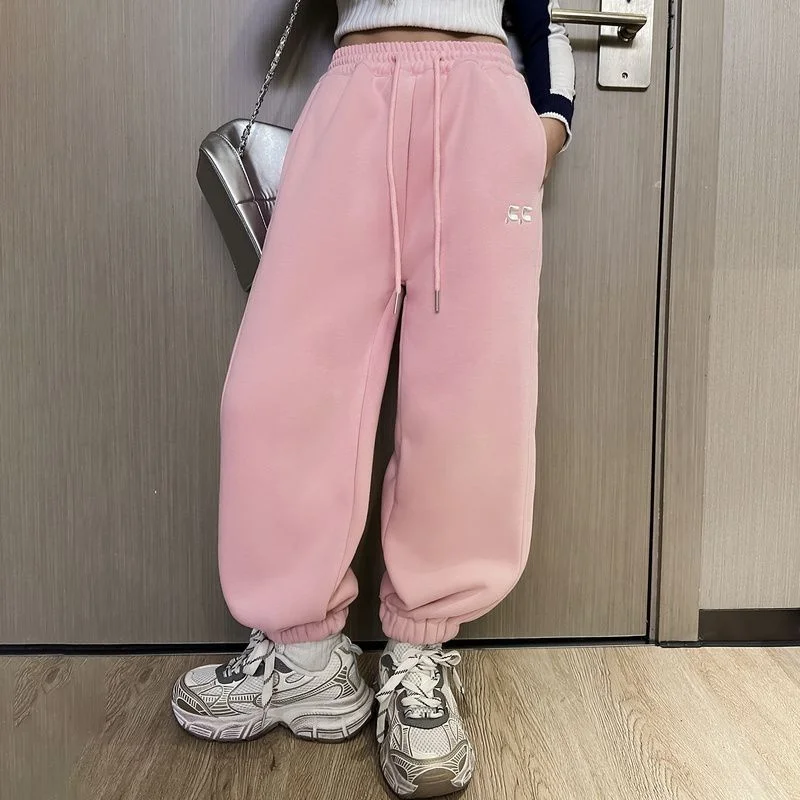 Girls Casual Pants Long Trousers Cotton 2024 Gray Spring Autumn Teenagers Baby's Kids Pants High QualityTeenagers Children's Clo