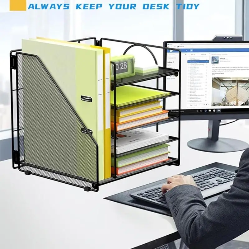 F42D Desk Document Organisateur à 5 niveaux lettre fichier à 5 niveaux avec stand magazine
