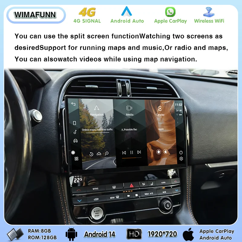 13.3inch For Jaguar XE/XEL/F-PACE X760 X761 2016-2019 Android 14 GPS Navigation Car Radio Multimedia Player CarPlay OEM Menu - view 4