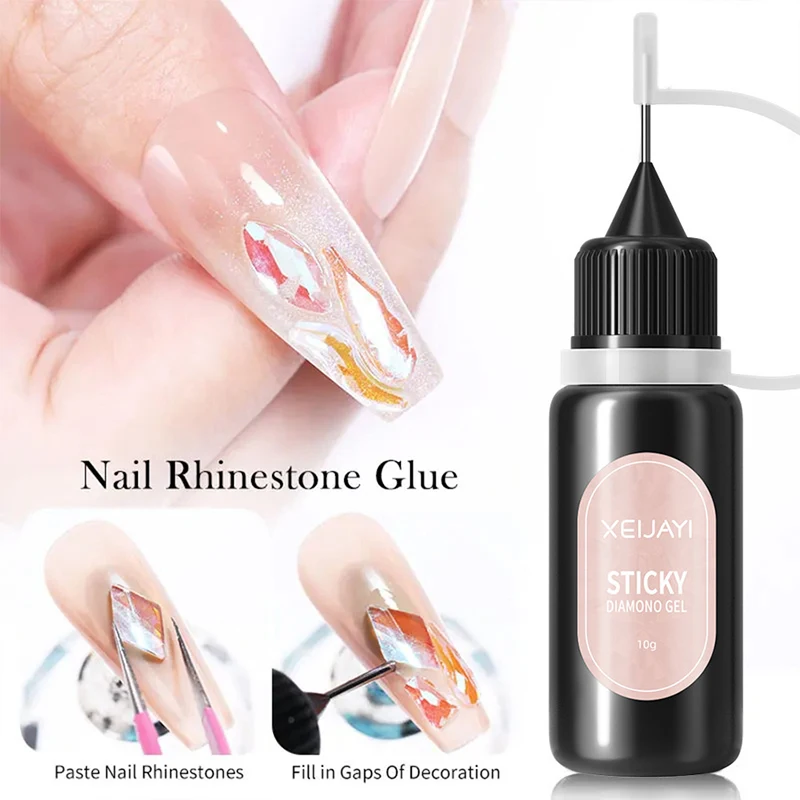 

10g Gel Nail Glue For Rhinestones For Nails Super Adhesive NO Wipe Nail Gem Glue 3D Crystals Beads Diamonds Sticker
