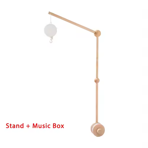 Wooden Crib Mobile Baby Bed Bell Rattle Toy Soft Felt Cartoon Bear Mobile bracket Newborn Music Box Bed Bell Hanging Bracket Toy - Image 27