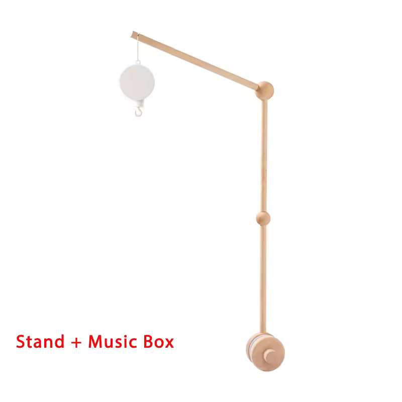 Wooden Crib Mobile Baby Bed Bell Rattle Toy Soft Felt Cartoon Bear Mobile bracket Newborn Music Box Bed Bell Hanging Bracket Toy - Image 27
