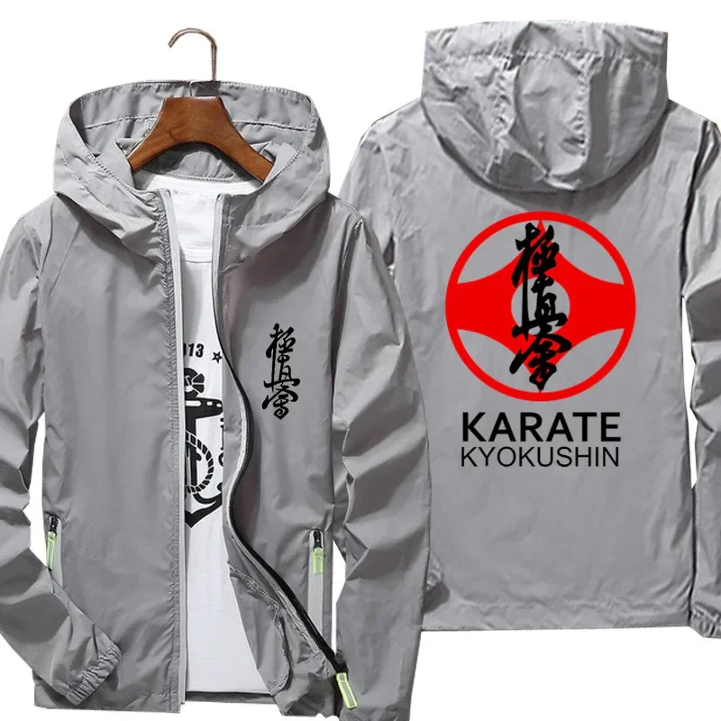 Kyokushin Men Karate Symbol and Kanji Bomber Jacket Windbreaker Skin Streetwear Reflective Coat Sunscreen Fashion Clothing