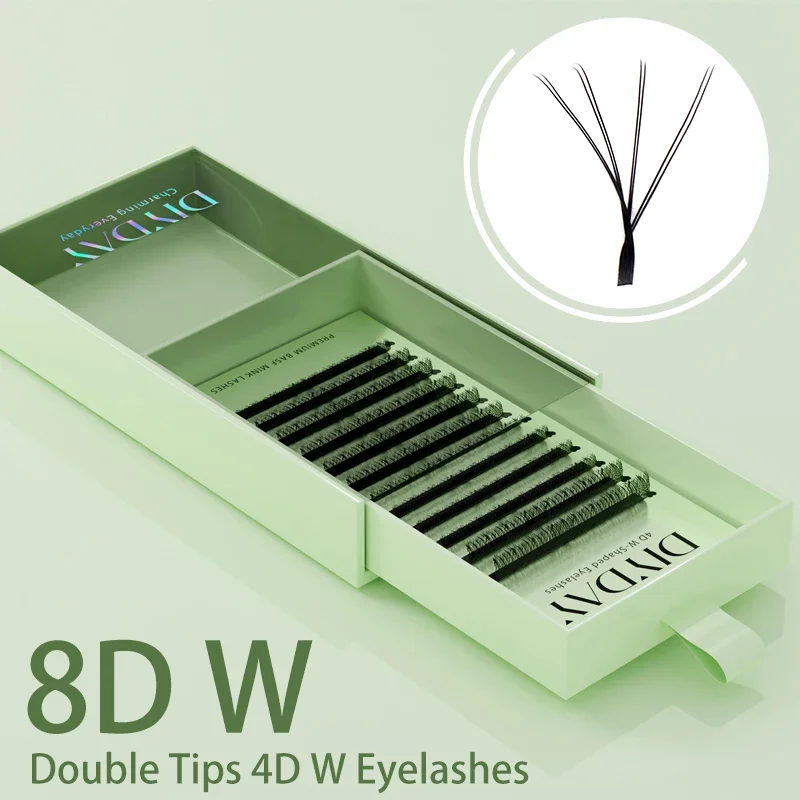 Diyday-W Lashes Extensão para Maquiagem, Cílios Postiços Naturais, 4D W-shaped Lash, Premade Fans, 8D Flor, Alta Qualidade