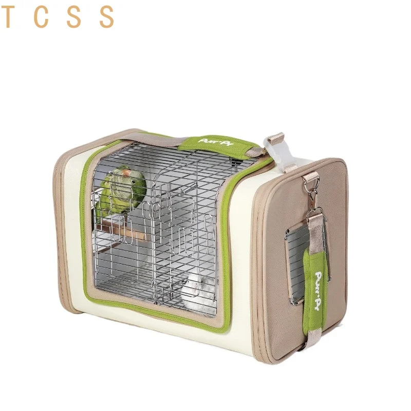 Parrot Travel Carrier Backpack Portable Outdoor Bird Cage Breathable Mesh Transparent Window for Cockatiel Budgie Conure